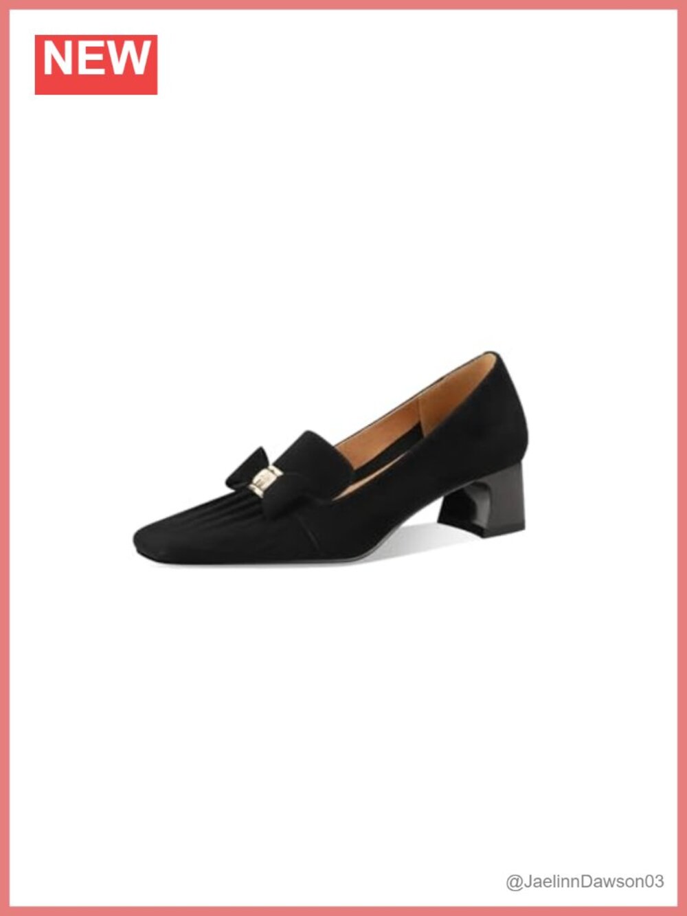 Suede Leather Square Toe Bowknot Chunky Heels Loafers Slip-On